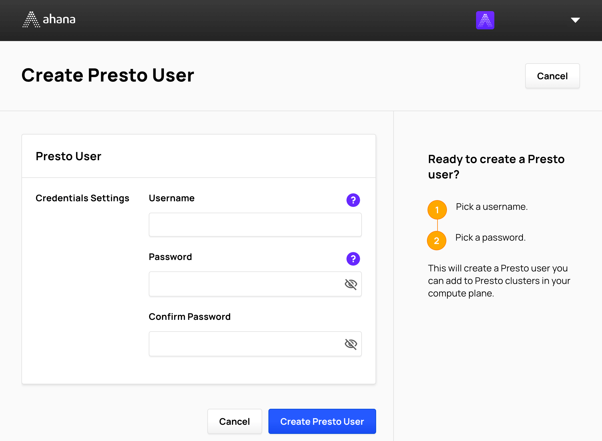 Create a Presto user